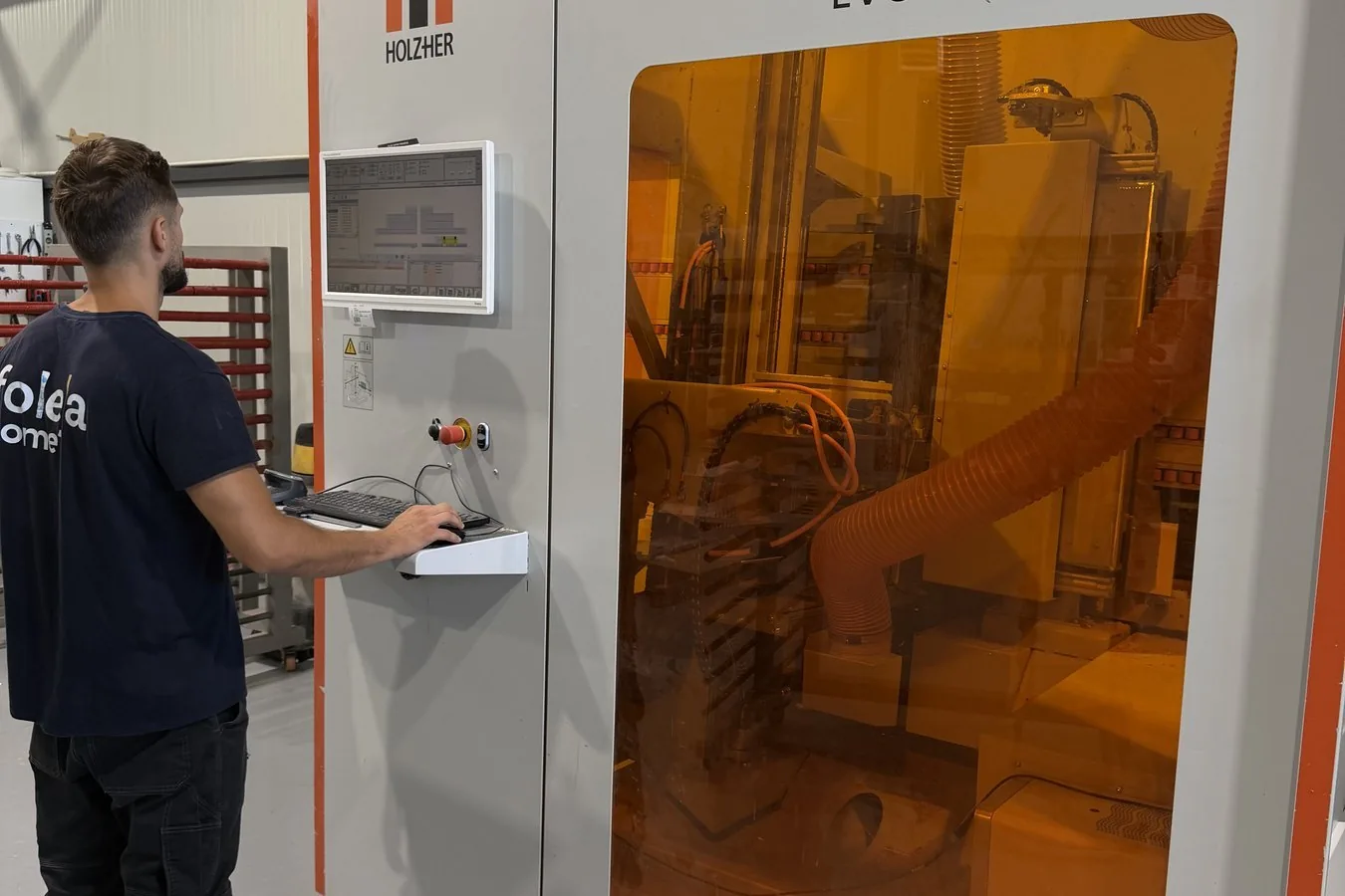Operator at the vertical CNC